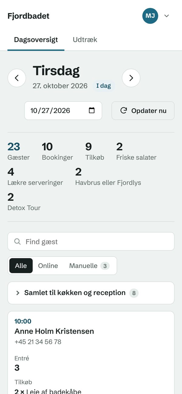 Dagsoversigten på en mobiltelefon
